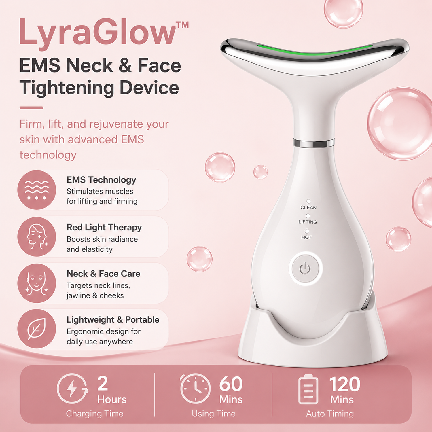 LyraGlow™ EMS Neck & Face Tightening Device