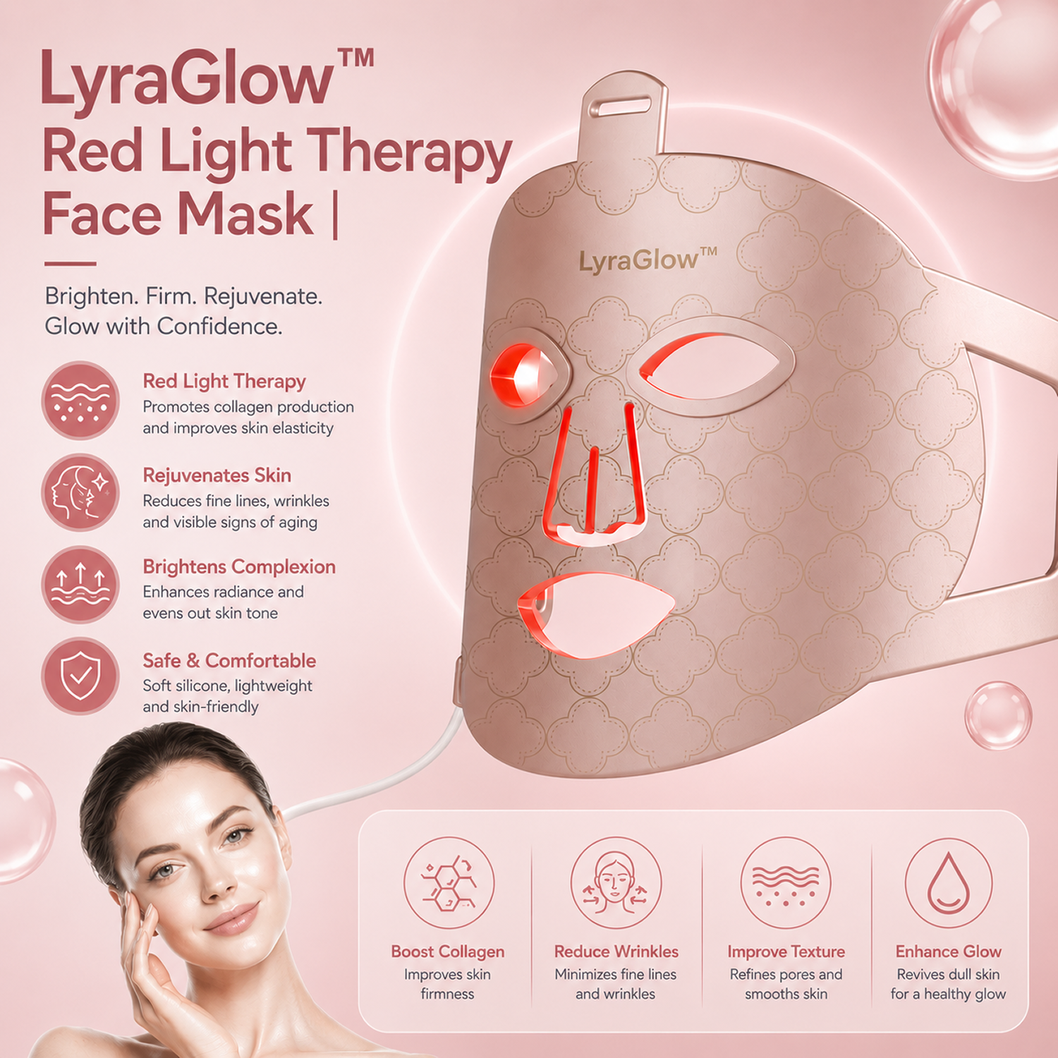 LyraGlow™ Red Light Therapy Face Mask