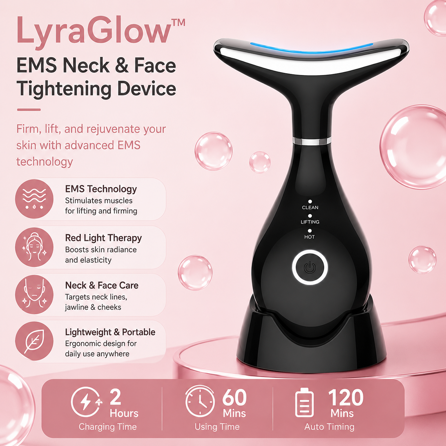 LyraGlow™ EMS Neck & Face Tightening Device